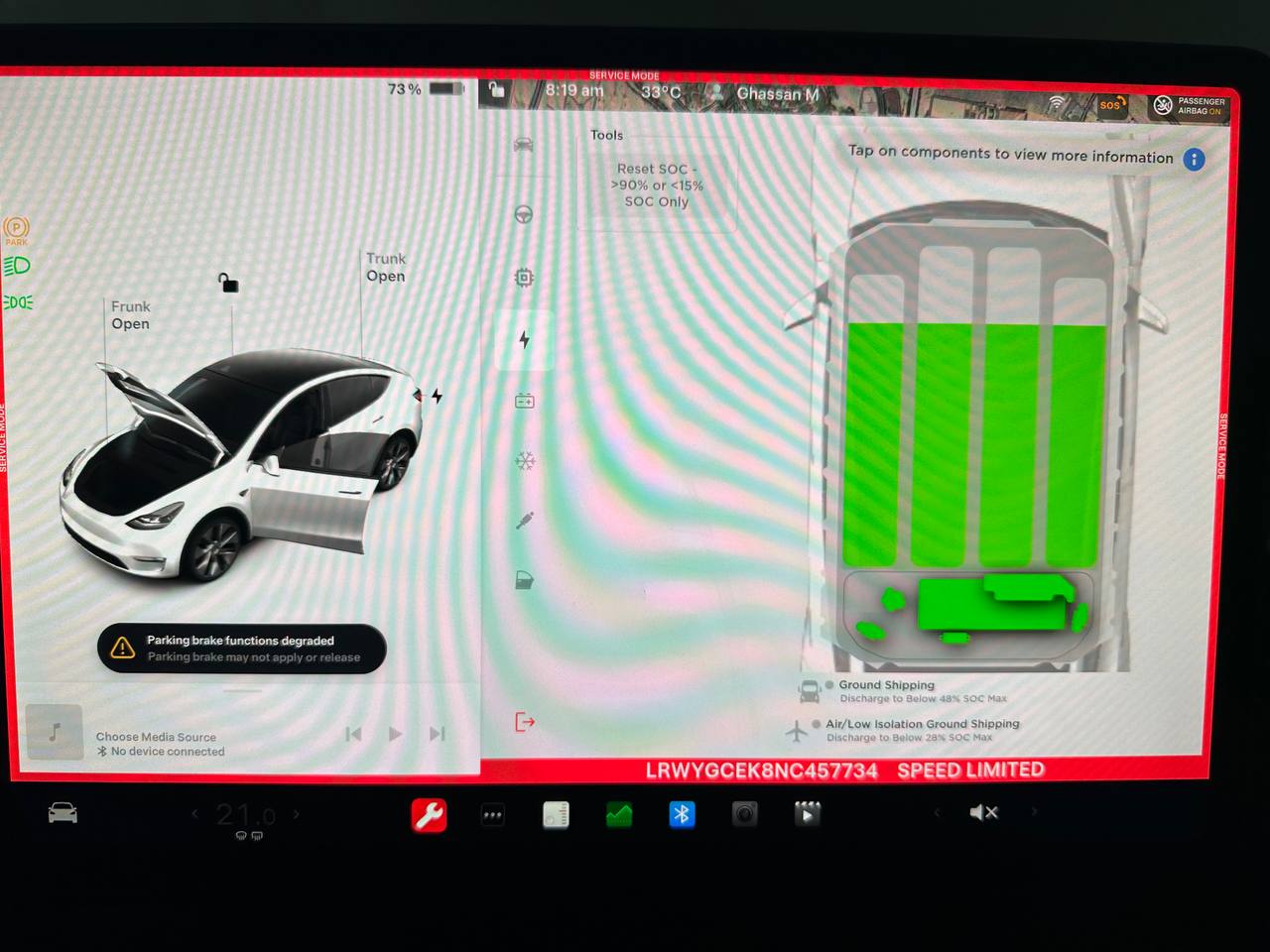 Tesla Parking Brake Fault